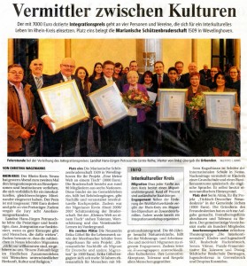 AnerkennungsurkundeRKN für die Puzzle-Fraueninitiative - NGZ 01.12.2011